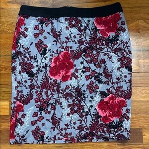 ❤️🖤Midnight Velvet Floral Pencil Skirt in Red and Black ❤️🖤